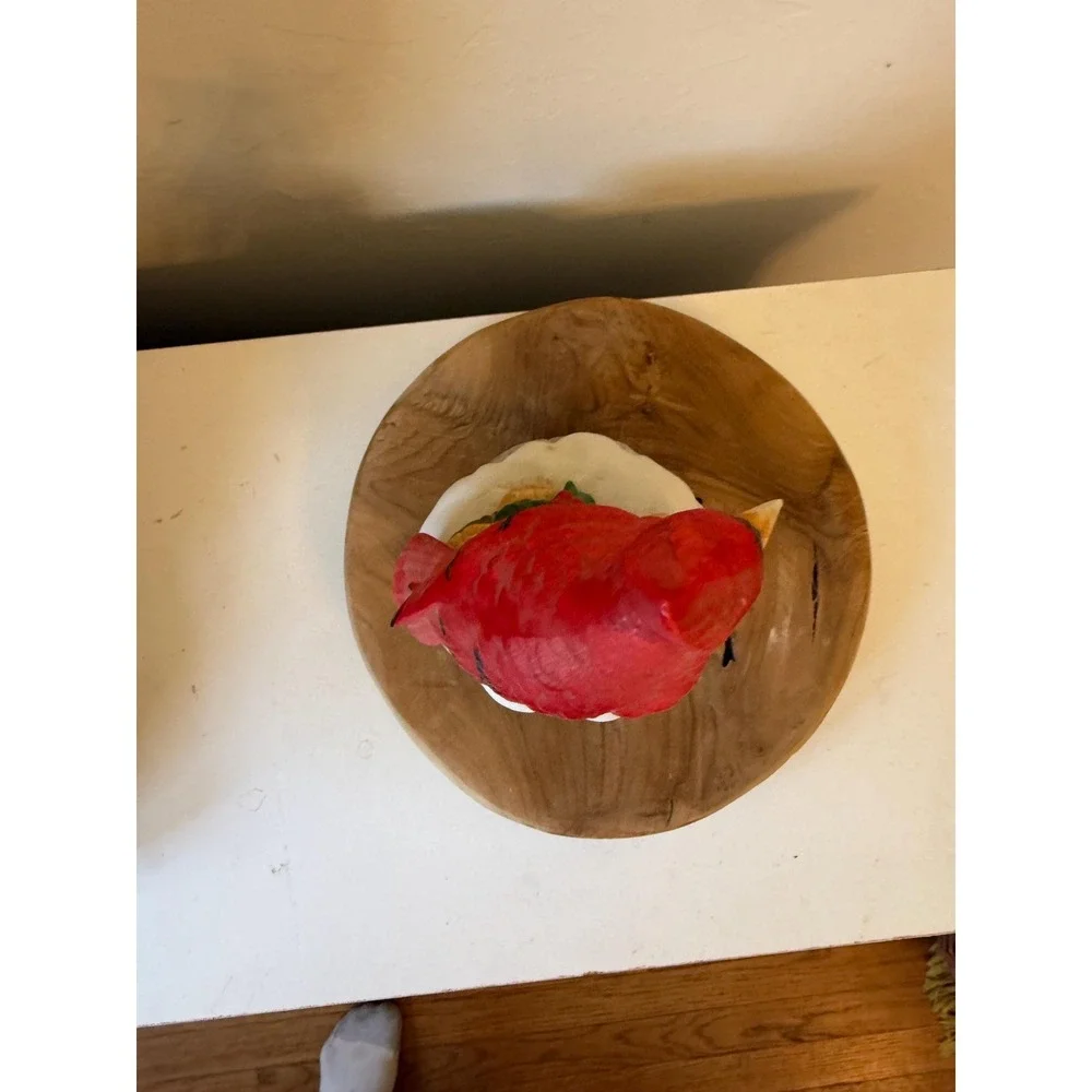 Vintage Cardinal Bird Ceramic Music Box